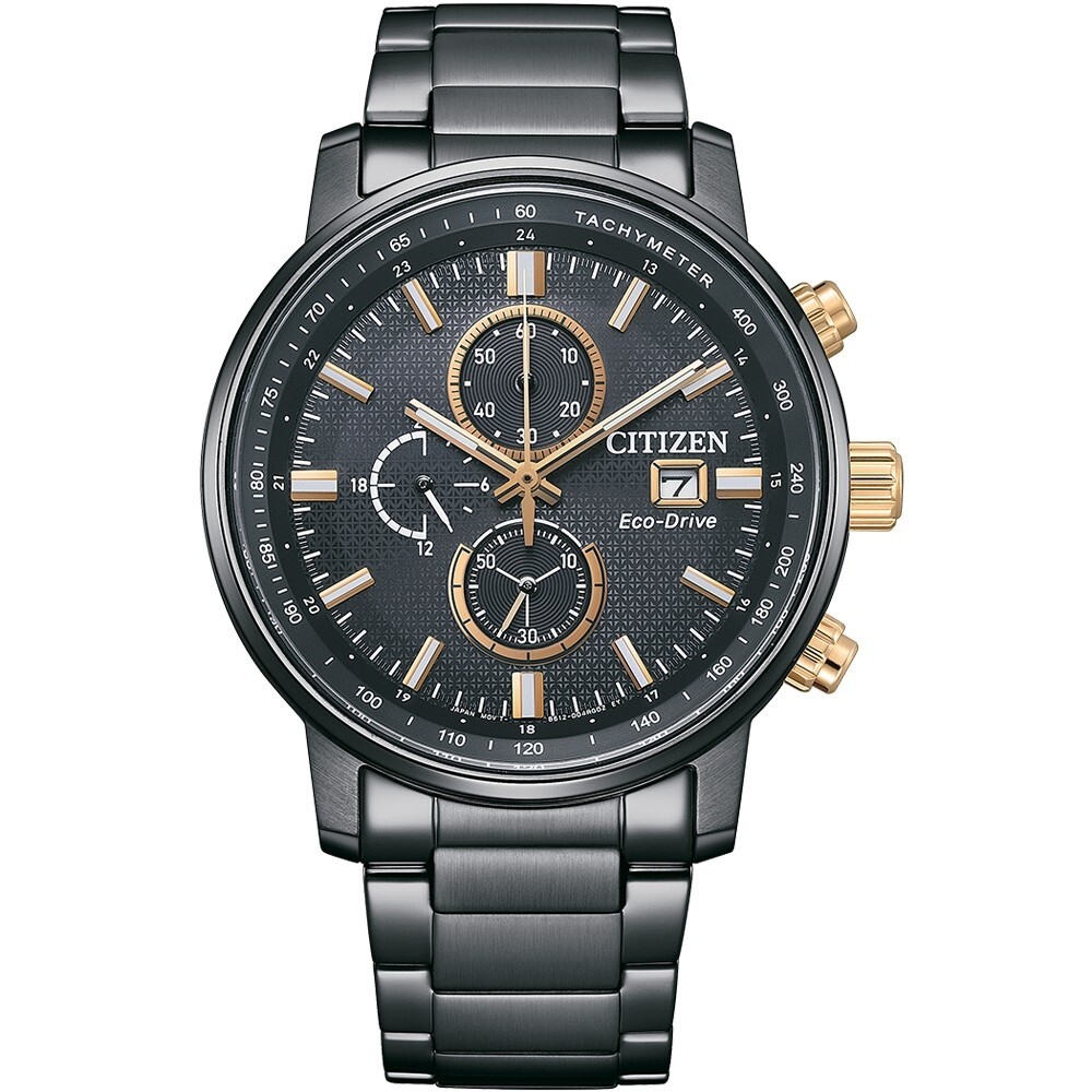 預購款【CITIZEN 星辰】 Chronograph 亞洲限定款 光動能 真三眼 計時 日期 夜光 不鏽鋼 手錶 CA0846-81E