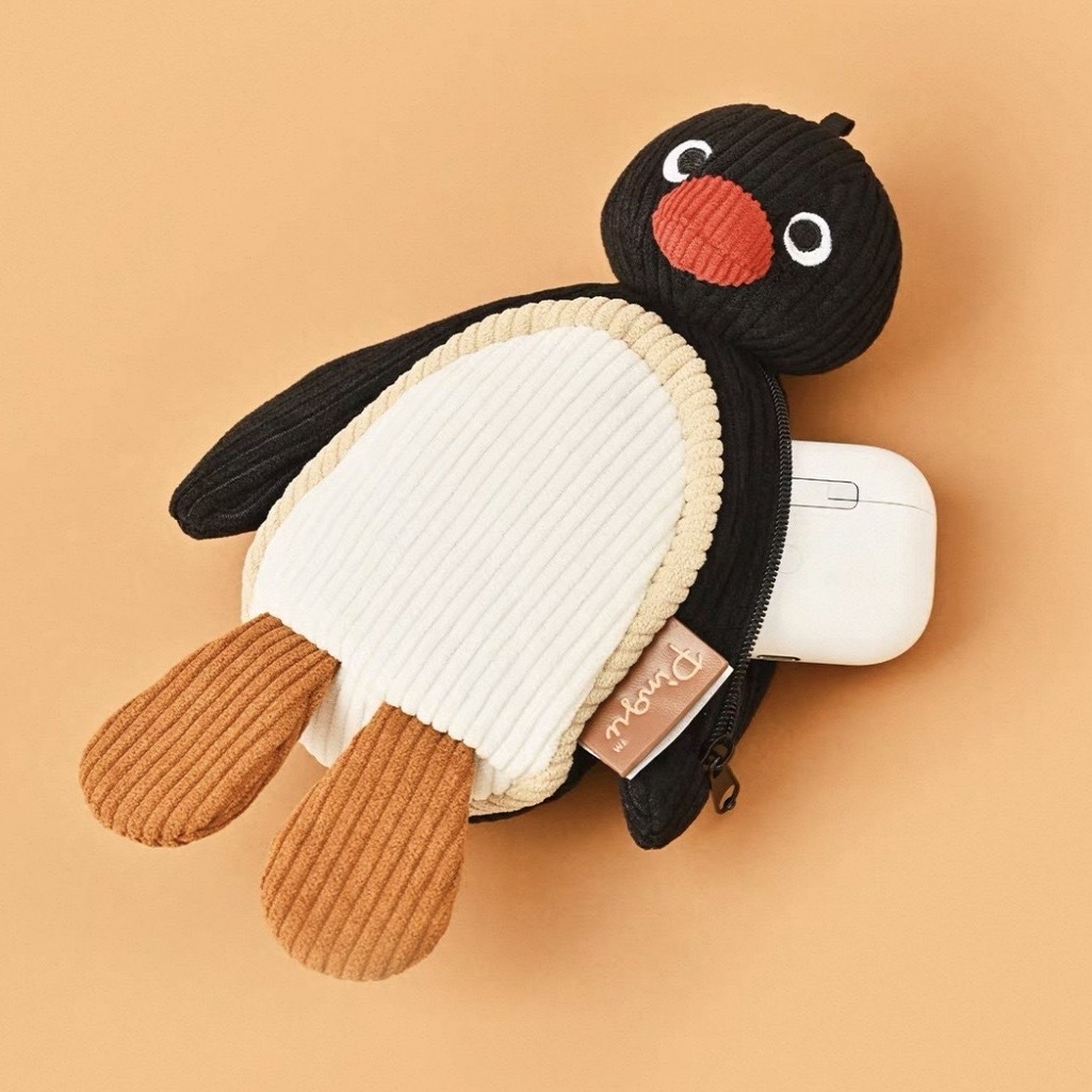 PINGU 45TH 復古系列 燈芯絨 週年限定 側拉鍊 耳機包 小收納包