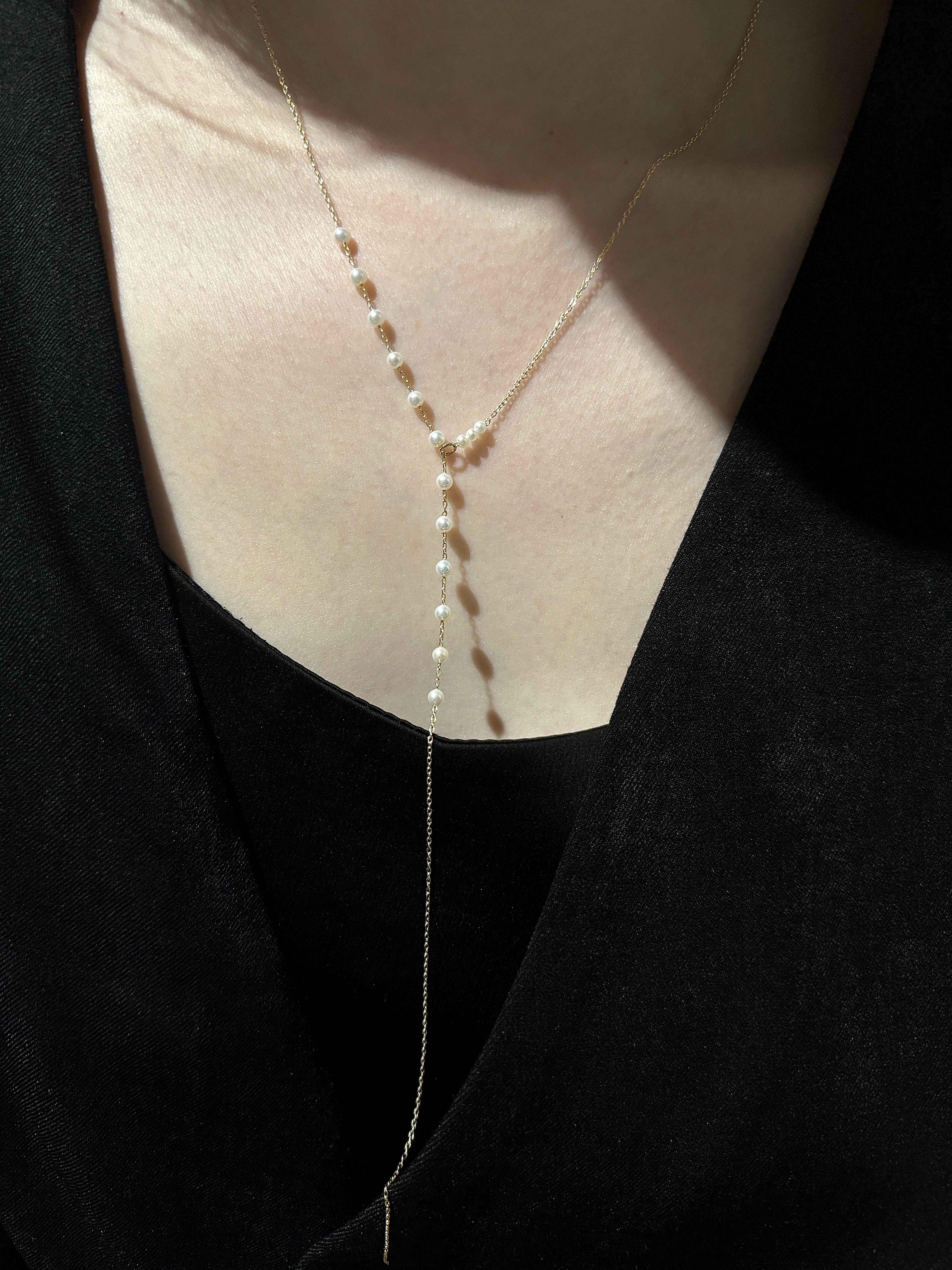 點點細雨珍珠 Y 字項鍊