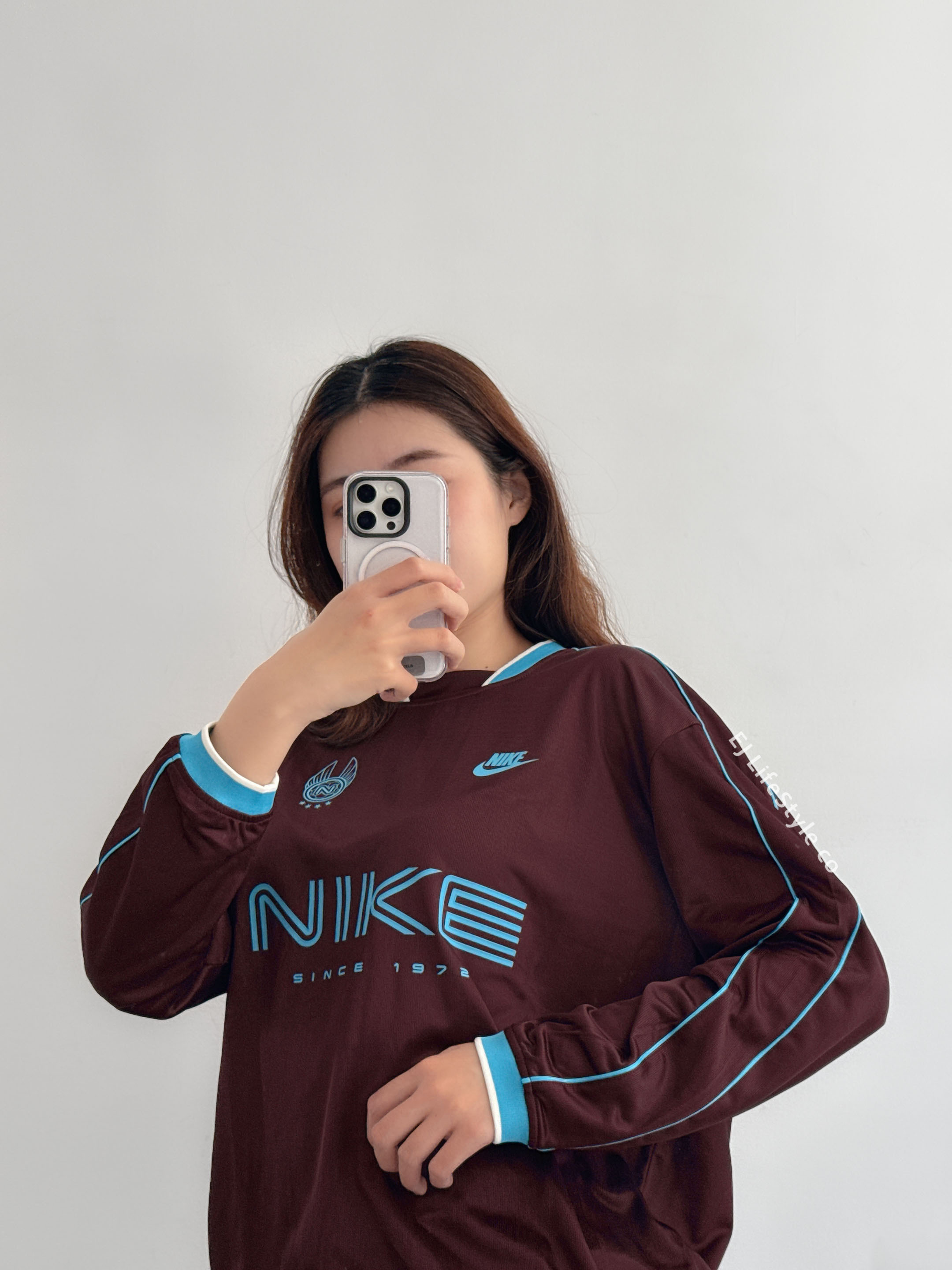 NIKE SPORTSWEAR 亮面 條紋 長袖上衣 女款 深棕 IM7543-652 霧粉 IM7453-667 / 調貨