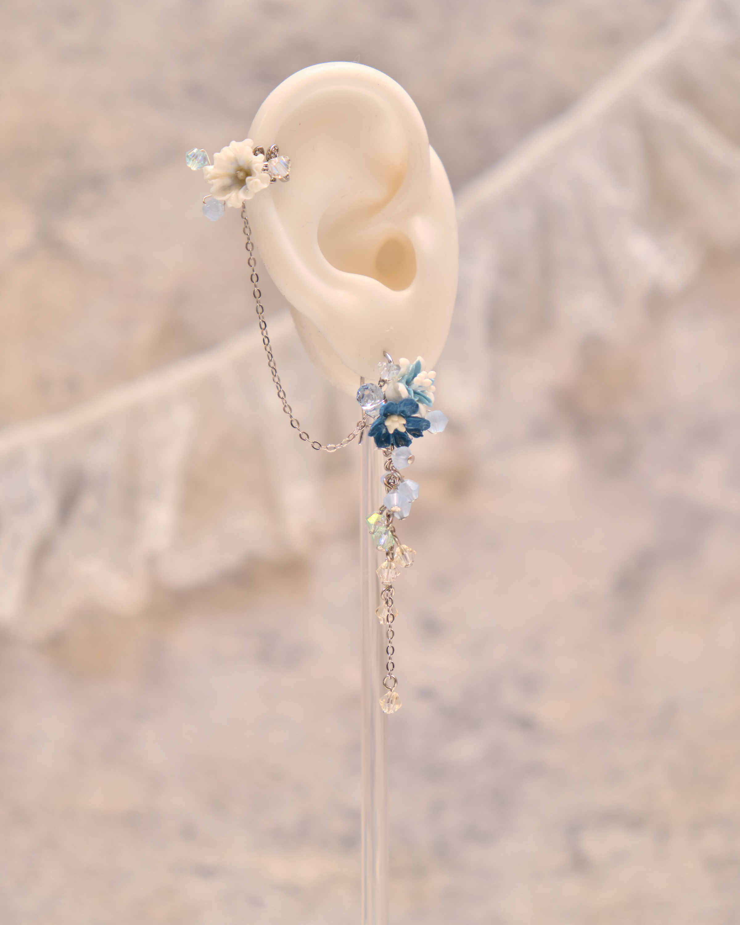 13277 Flower Blossom Dream Ear Cuff and Drop Earring Set