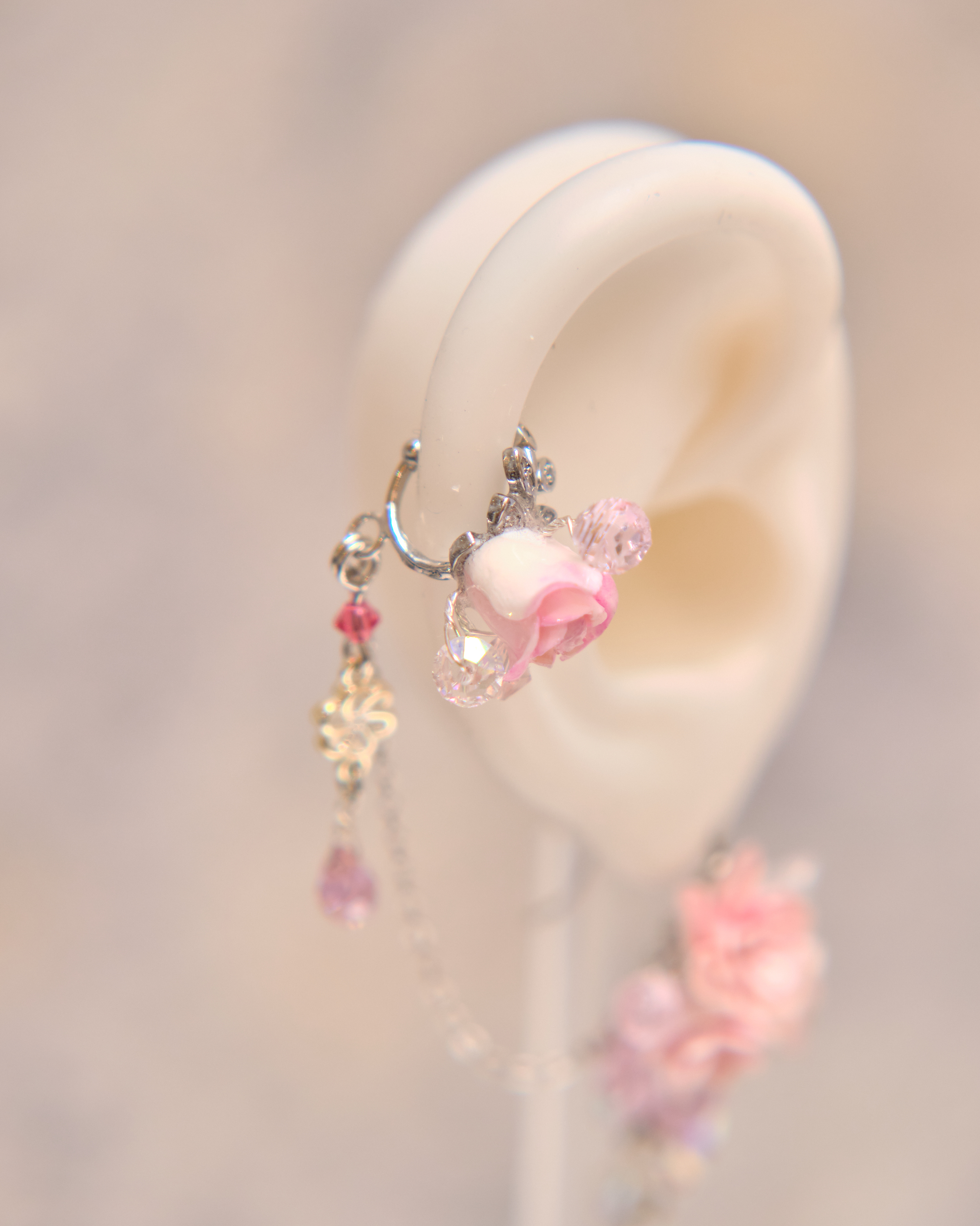 13278 Flower Blossom Dream Ear Cuff and Drop Earring Set