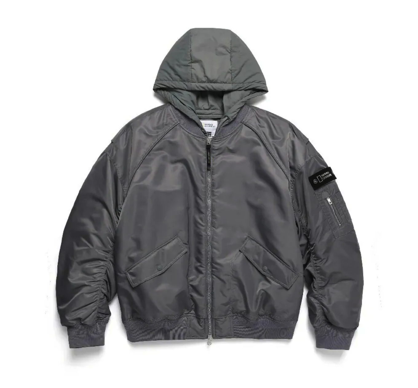 【現貨】NATIONAL GEOGRAPHIC 國家地理 MA-1手臂臂章 假兩件 鋪棉 飛行連帽外套 帽子可拆 N244MPD070