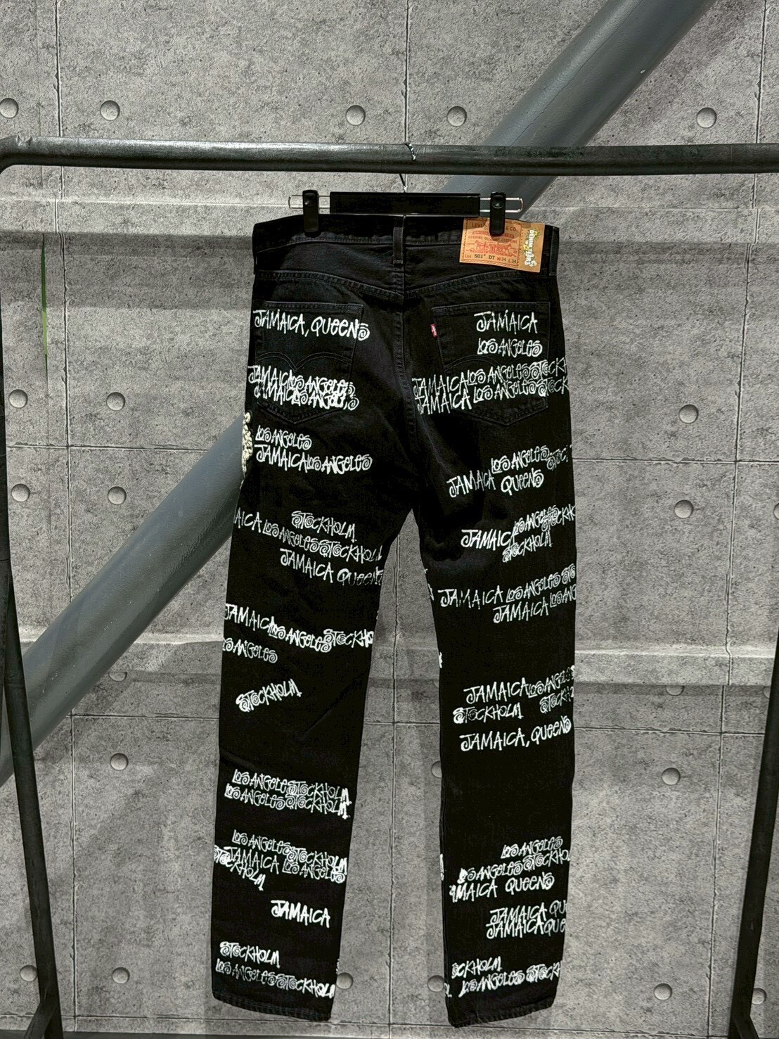 STUSSY x Denim Tears x OUR LEGACY 絕版三方聯名 501 黑色滿版字體 毛巾袖牛仔褲