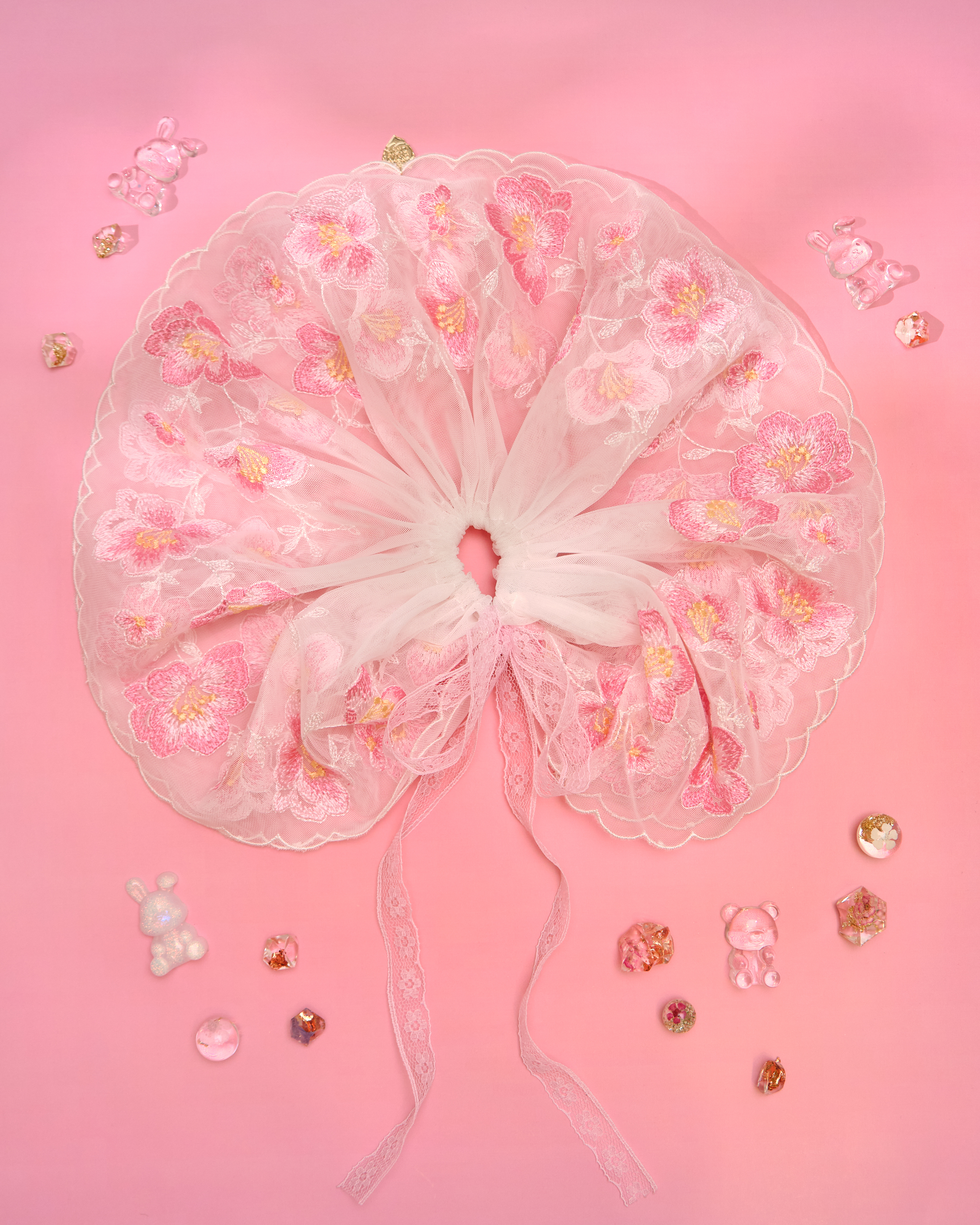 13223 Rosy Dream Lace Reverie Scrunchies