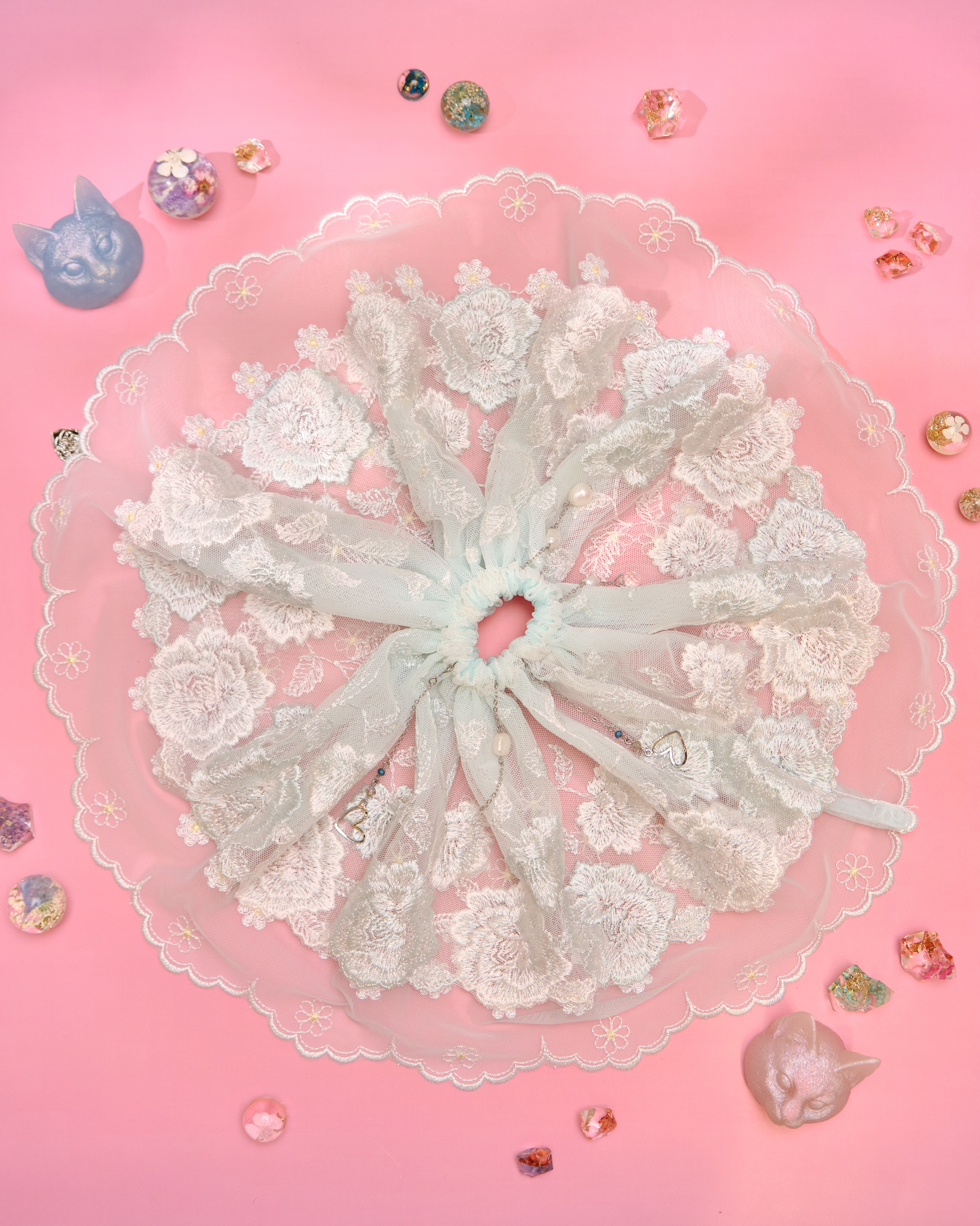 13215 Snow MistLace Reverie Scrunchies