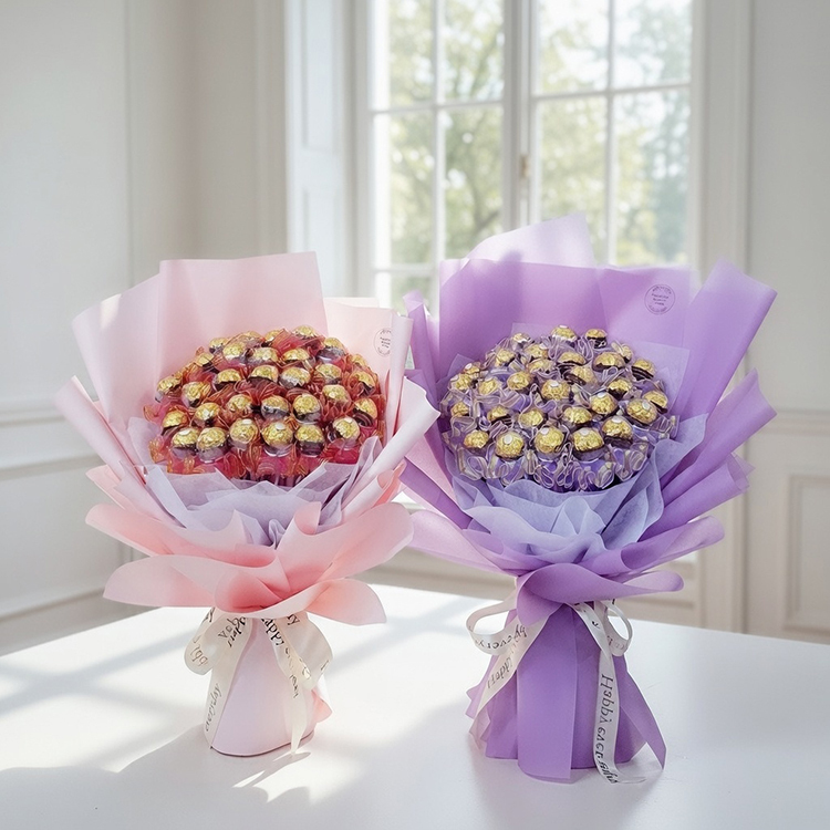 紫色粉色金莎分享花束