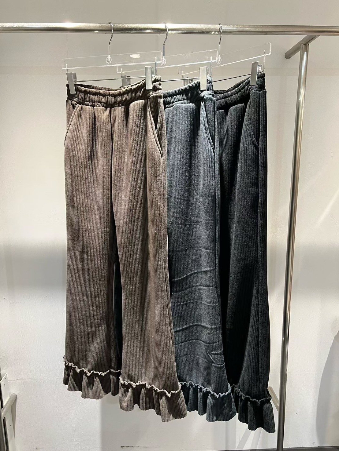 內加絨荷葉褲腳長褲