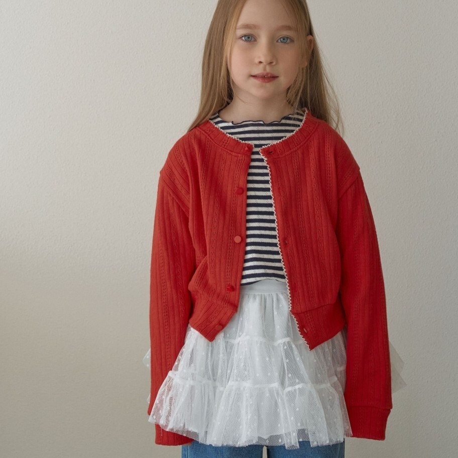 90-130 白色鉤邊開襟外套