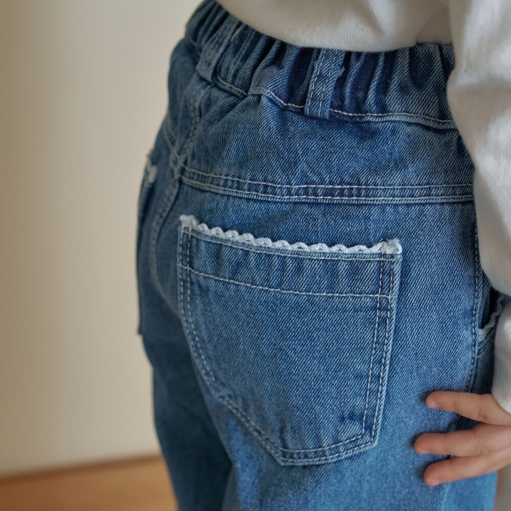 90-150 鉤邊丹寧直筒褲