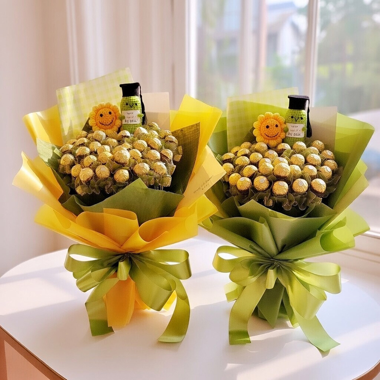 針織編織娃娃金莎分享花束