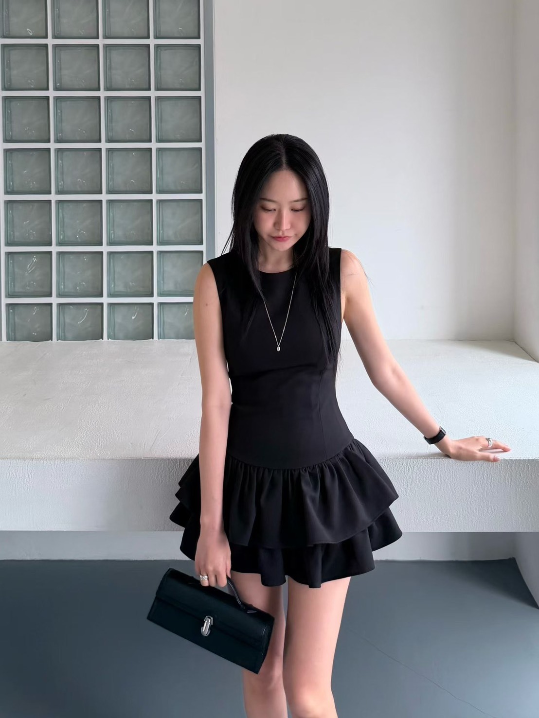無袖蛋糕短洋裝(內是連身褲)