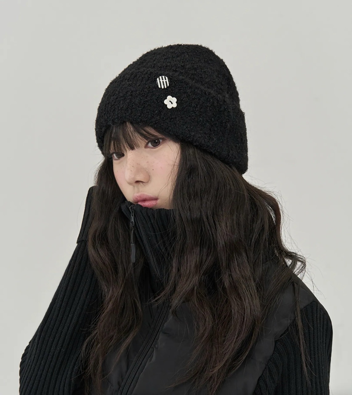 🇰🇷 TOFFEE 小花 鈕扣 帽子 毛帽 針織帽 / 預購