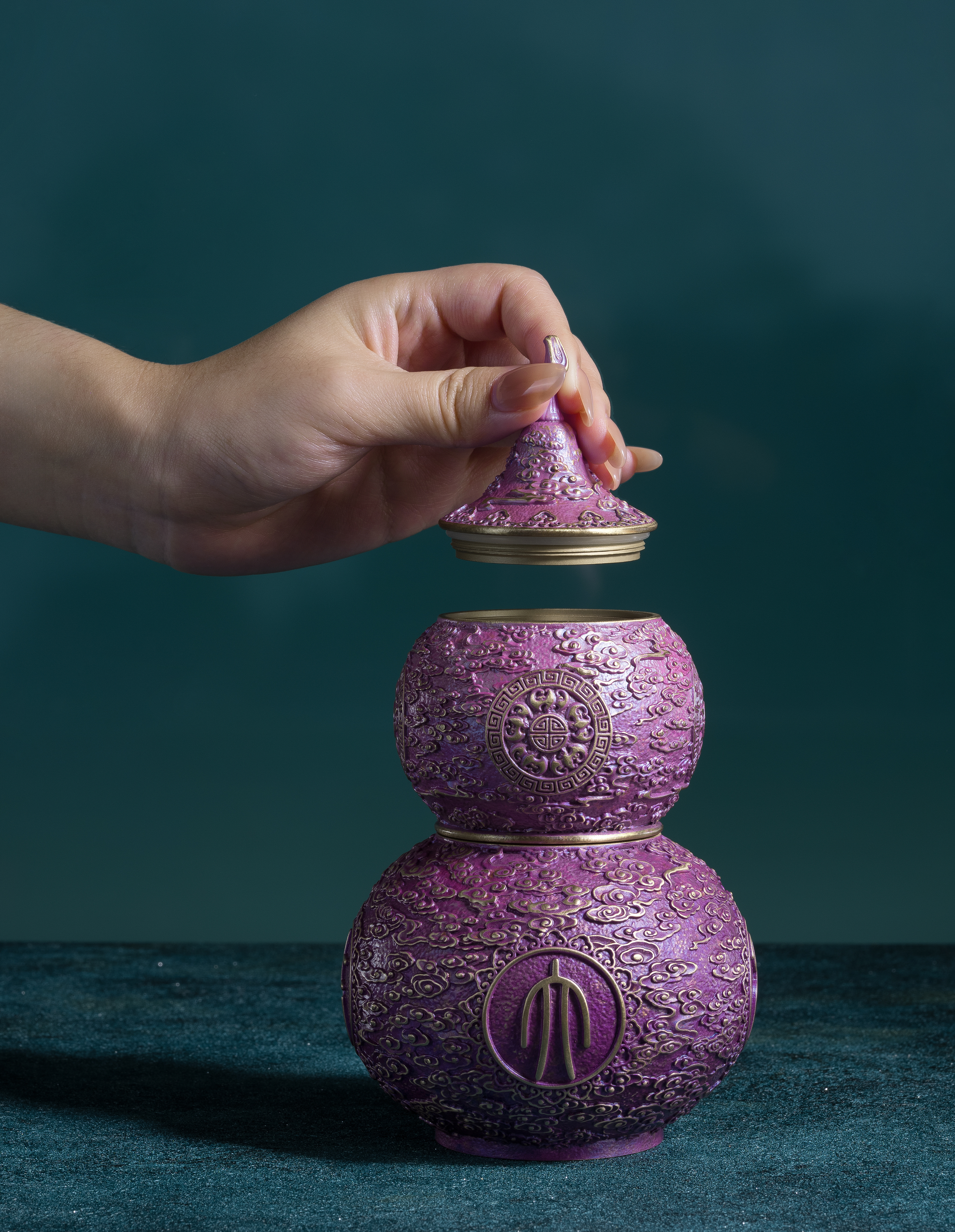 紫氣東來雙層茶葉罐