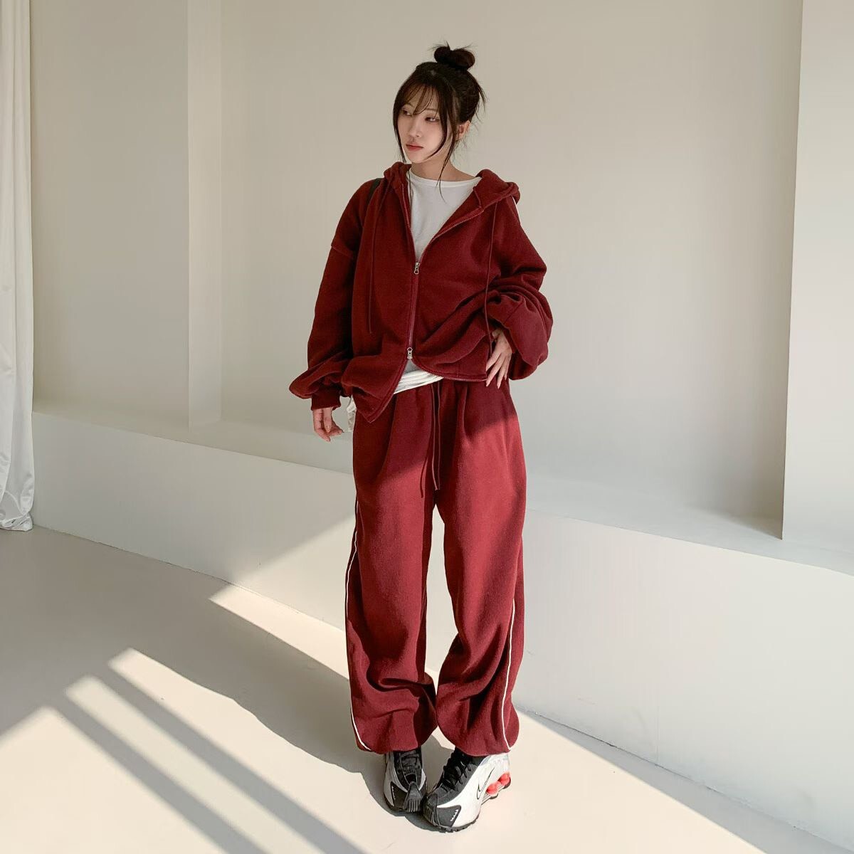 連帽抓絨運動服套裝