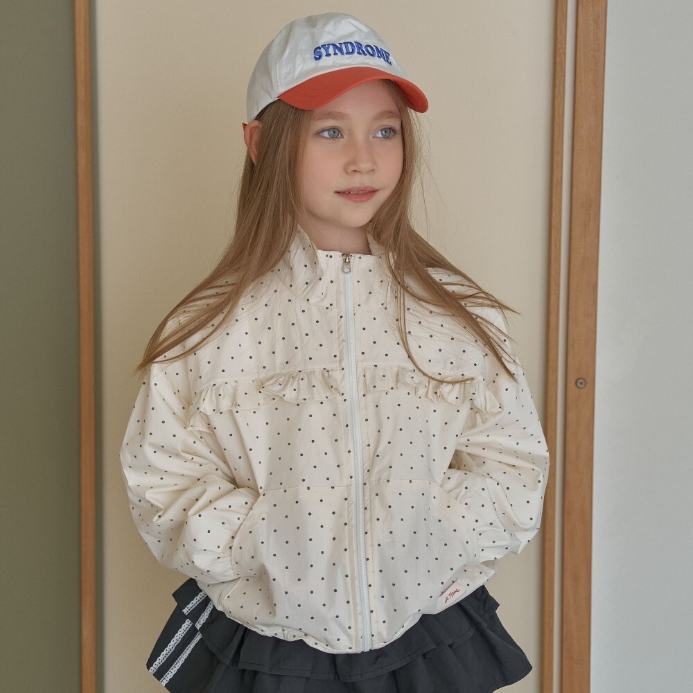 90-140 圓點荷葉拉鍊外套