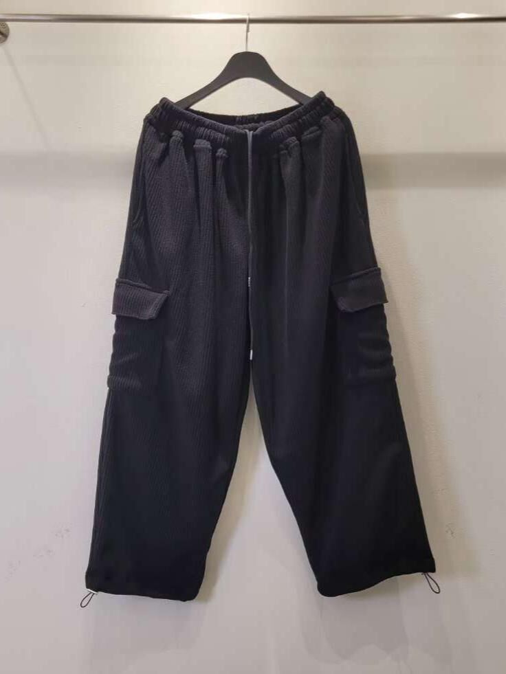 暗直紋可束腳工裝運動褲(抓毛) P3243