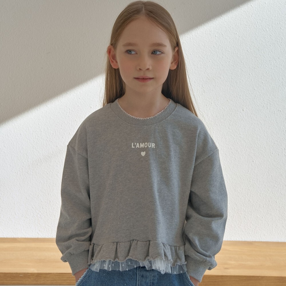 90-140 Amour蕾絲荷葉上衣 2色