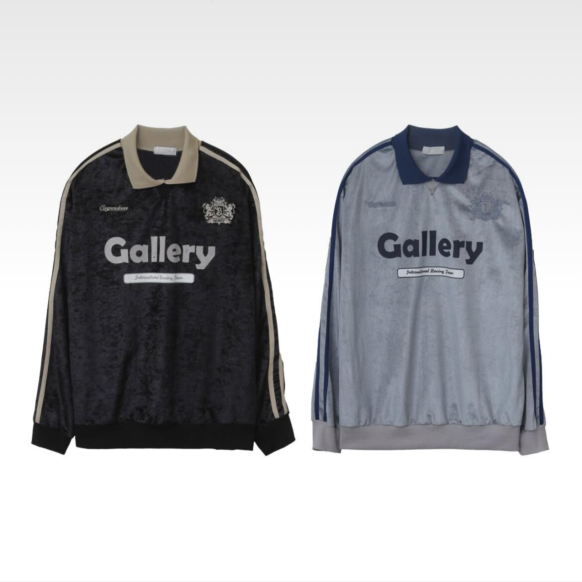 反領英文字圖案長袖衫 T5897