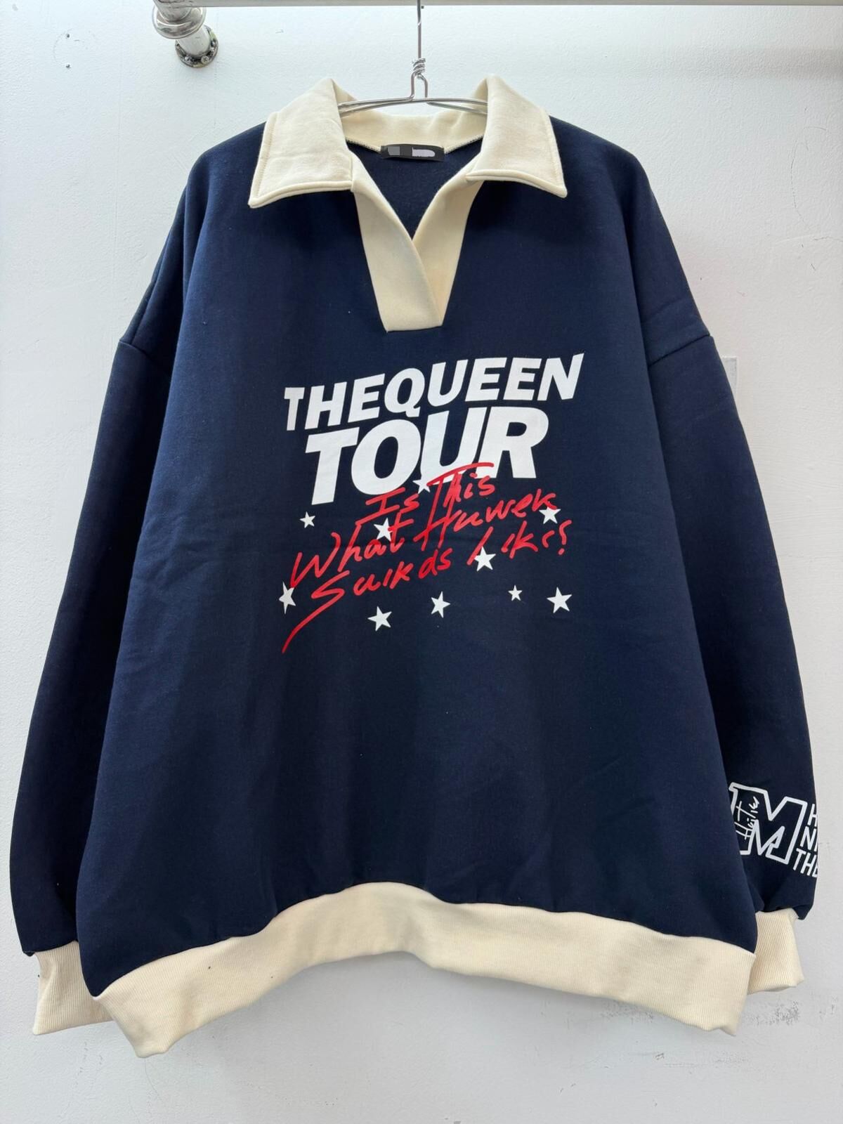 OverSize反領英文字圖案衛衣(薄抓毛底) T5899