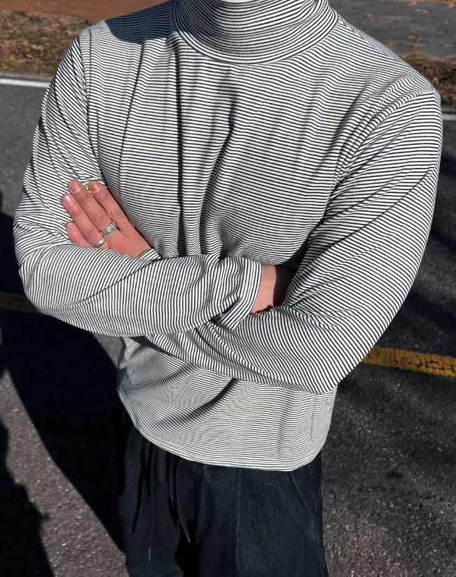 橫間樽領長袖衫 T5904