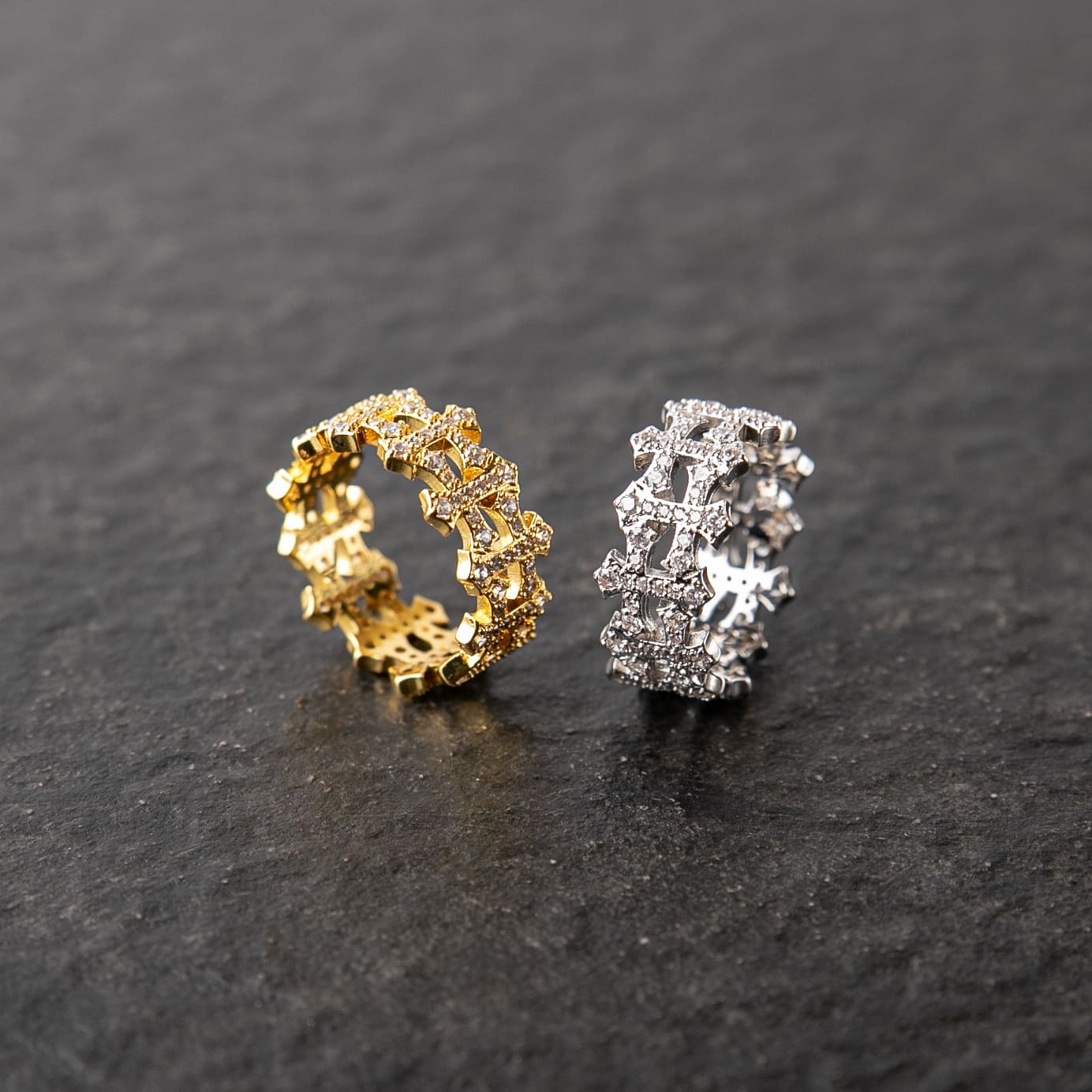 滿鑲歌德十字架戒指