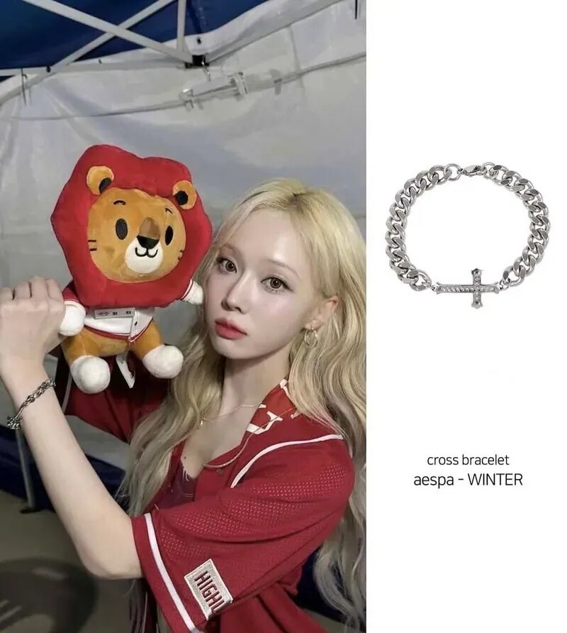 冬天同款 韓國 OFUSE cross bracelet 鋼 十字架 水鑽 古巴練