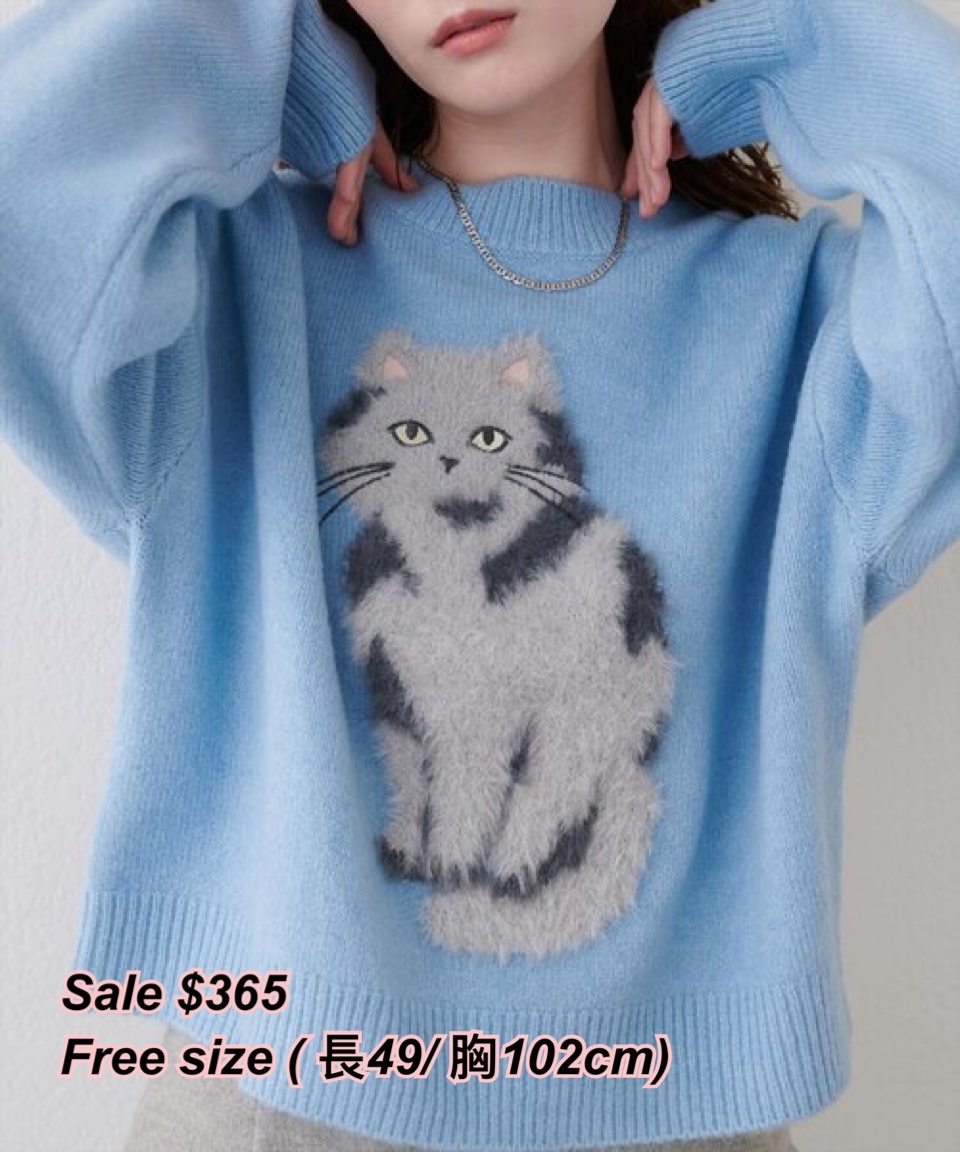 260124 Time sale 日系女裝貓貓圖案冷衫/ 2色