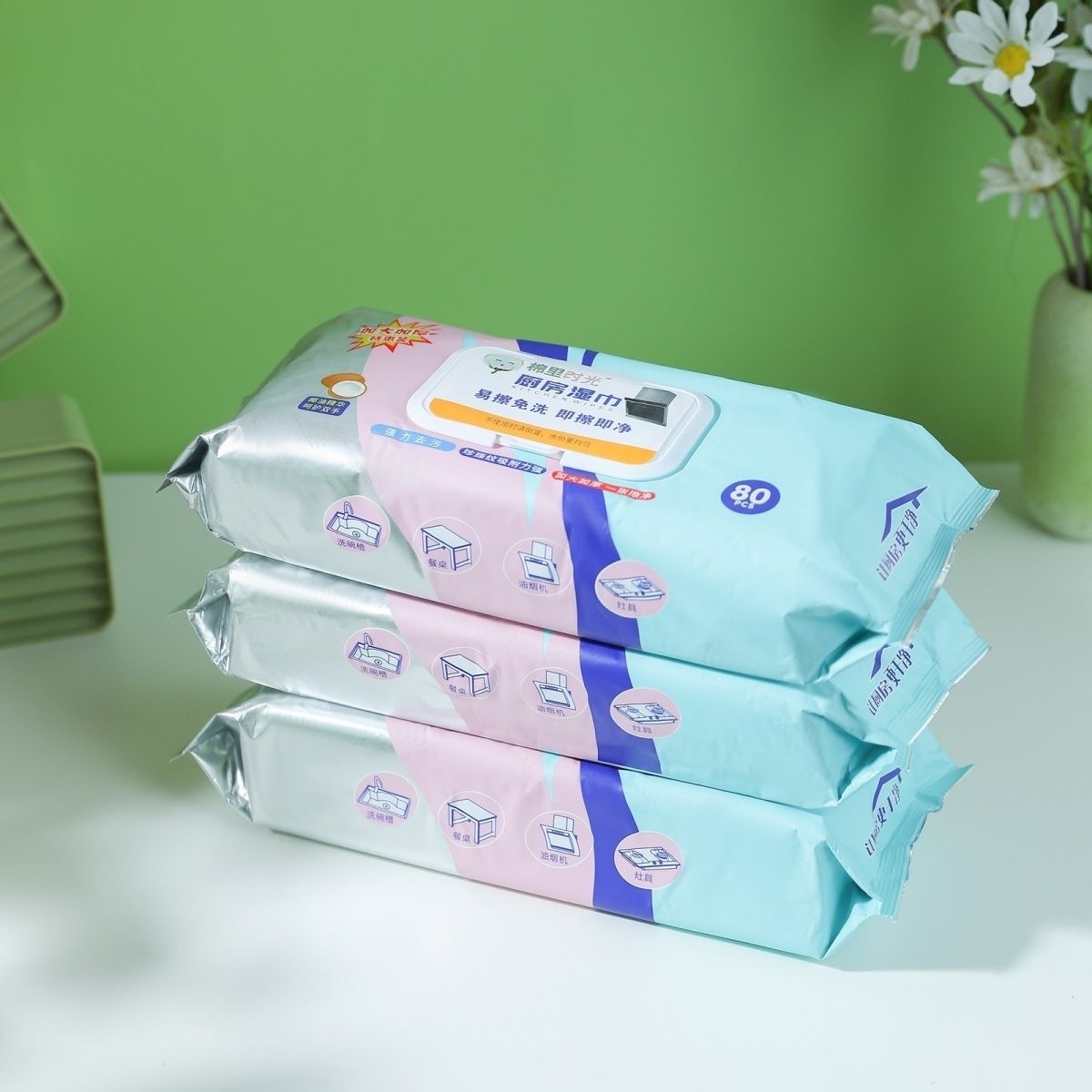 家用强力80清洁厨房湿纸巾 80张