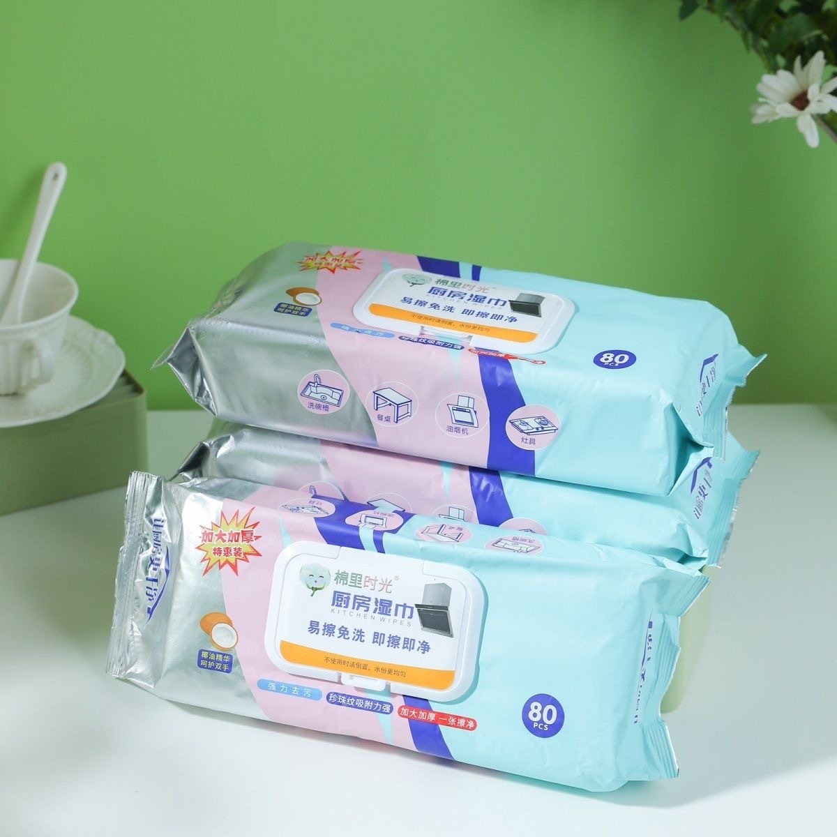 家用强力80清洁厨房湿纸巾 80张