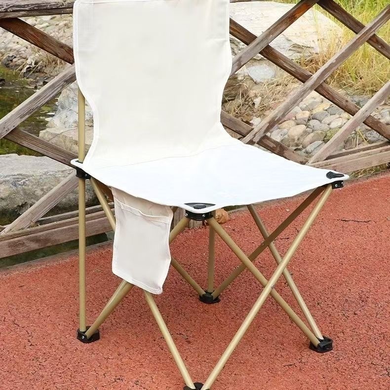 便携式 户外 折叠靠背椅子 米白色