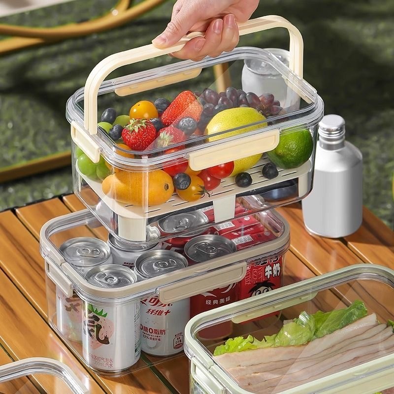 手提保鲜盒 冰箱收纳盒 （黑色）