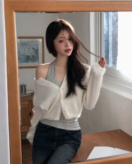 春季預訂｜唇頸松針絨毛寬鬆針織開襟衫