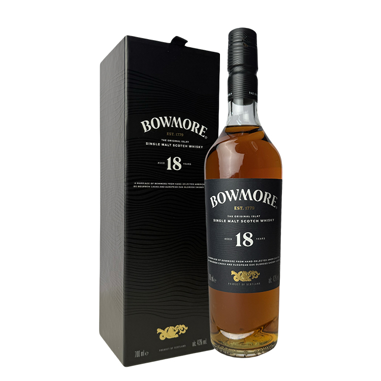 Bowmore 18 Years Old Single Malt Scotch Whisky (禮盒) 700ml(深啡底禮盒/黑盒白字，新舊包裝隨機出貨)
