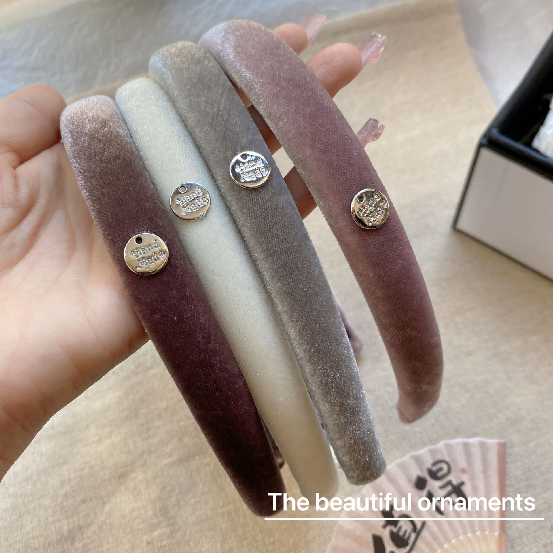 [2 FOR RM10] Velvet Solid Color Headband with Gold Accent