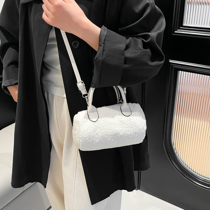 Teddy Fleece Cylinder Shoulder & Crossbody Ba