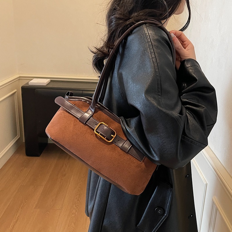 Retro Suede-Like Large Capacity Shoulder Tote Bag