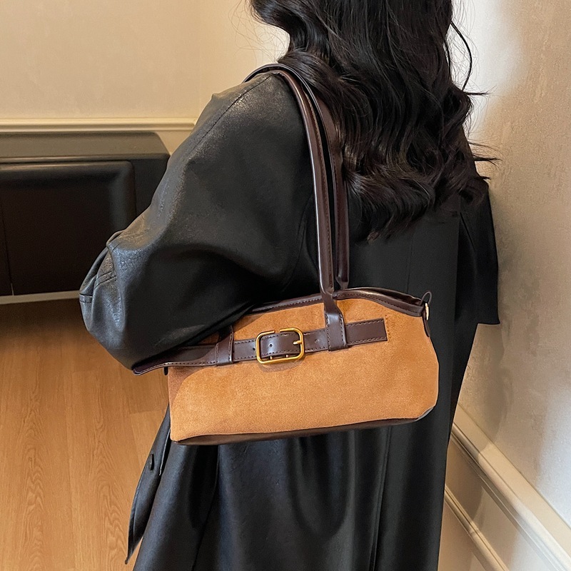 Retro Suede-Like Large Capacity Shoulder Tote Bag