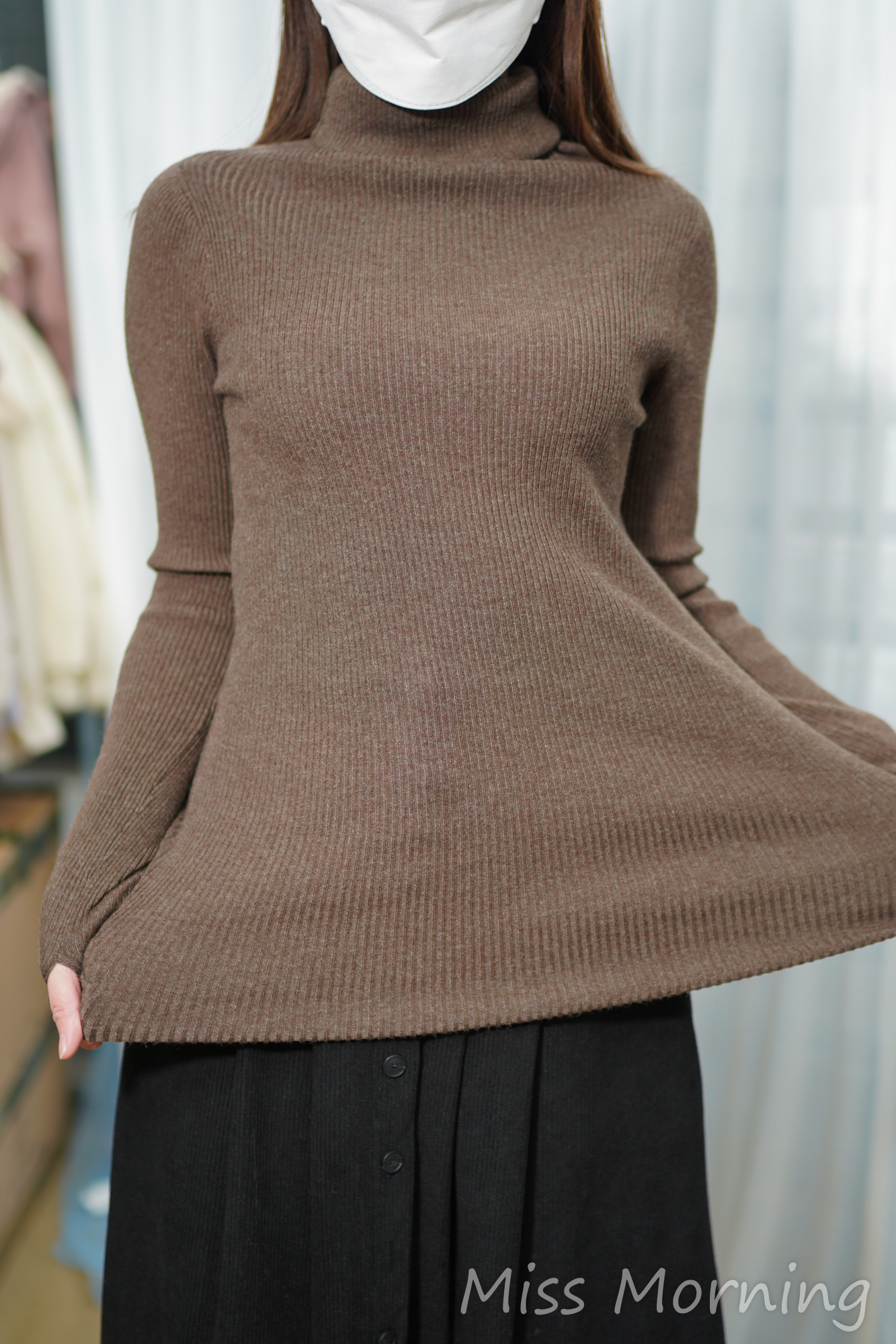 彈彈彈密針高領襯衣(15049)一口價