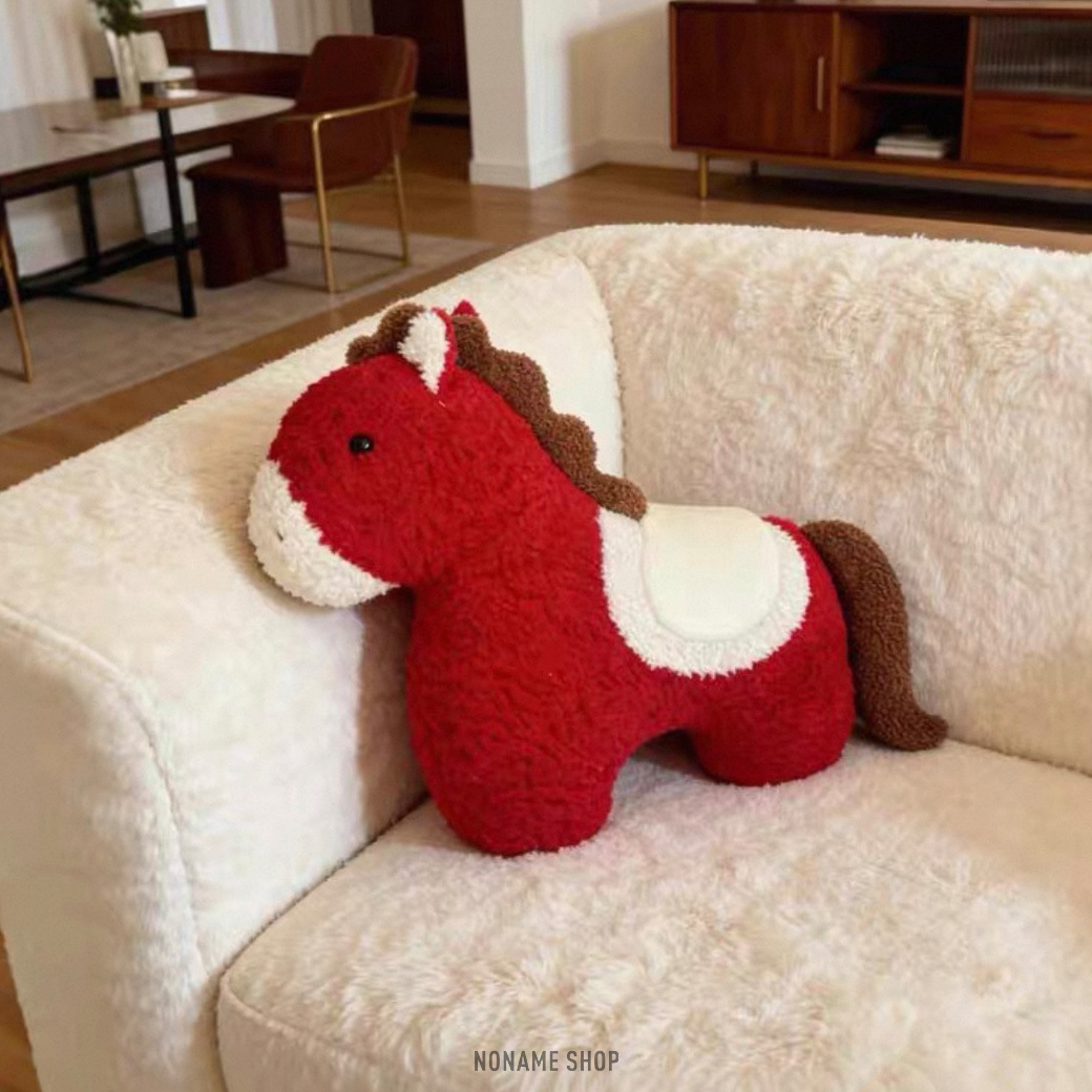 紅色小馬 抱枕 毛絨 玩偶