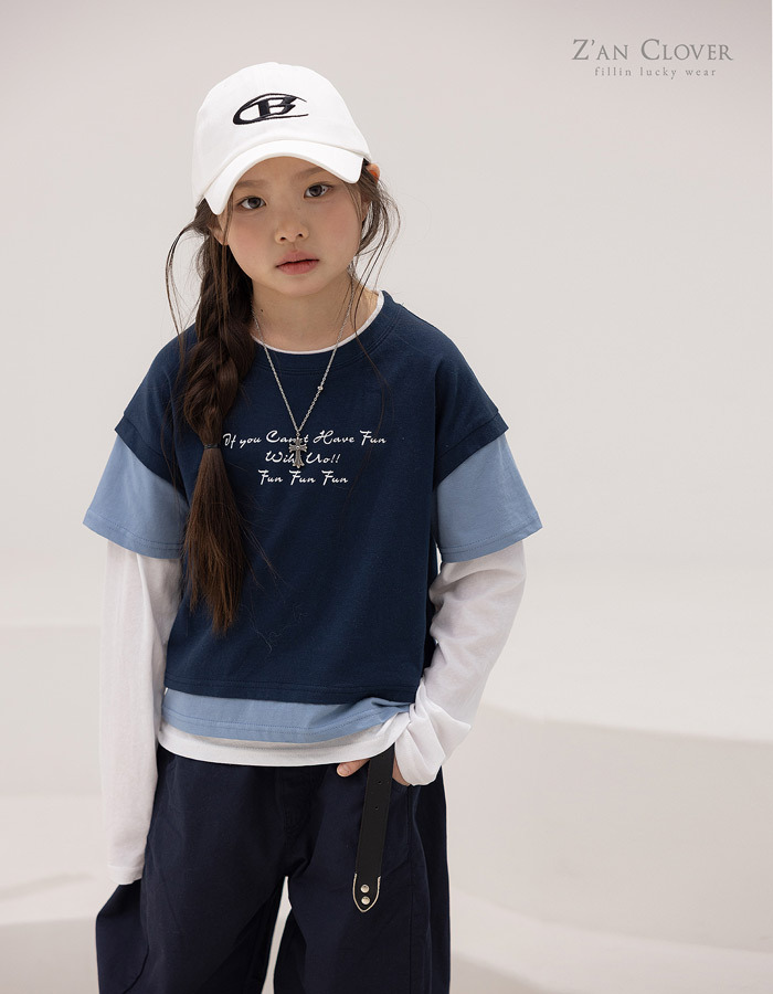 正韓春ZAN CLOVER 兩色拼袖假兩件上衣