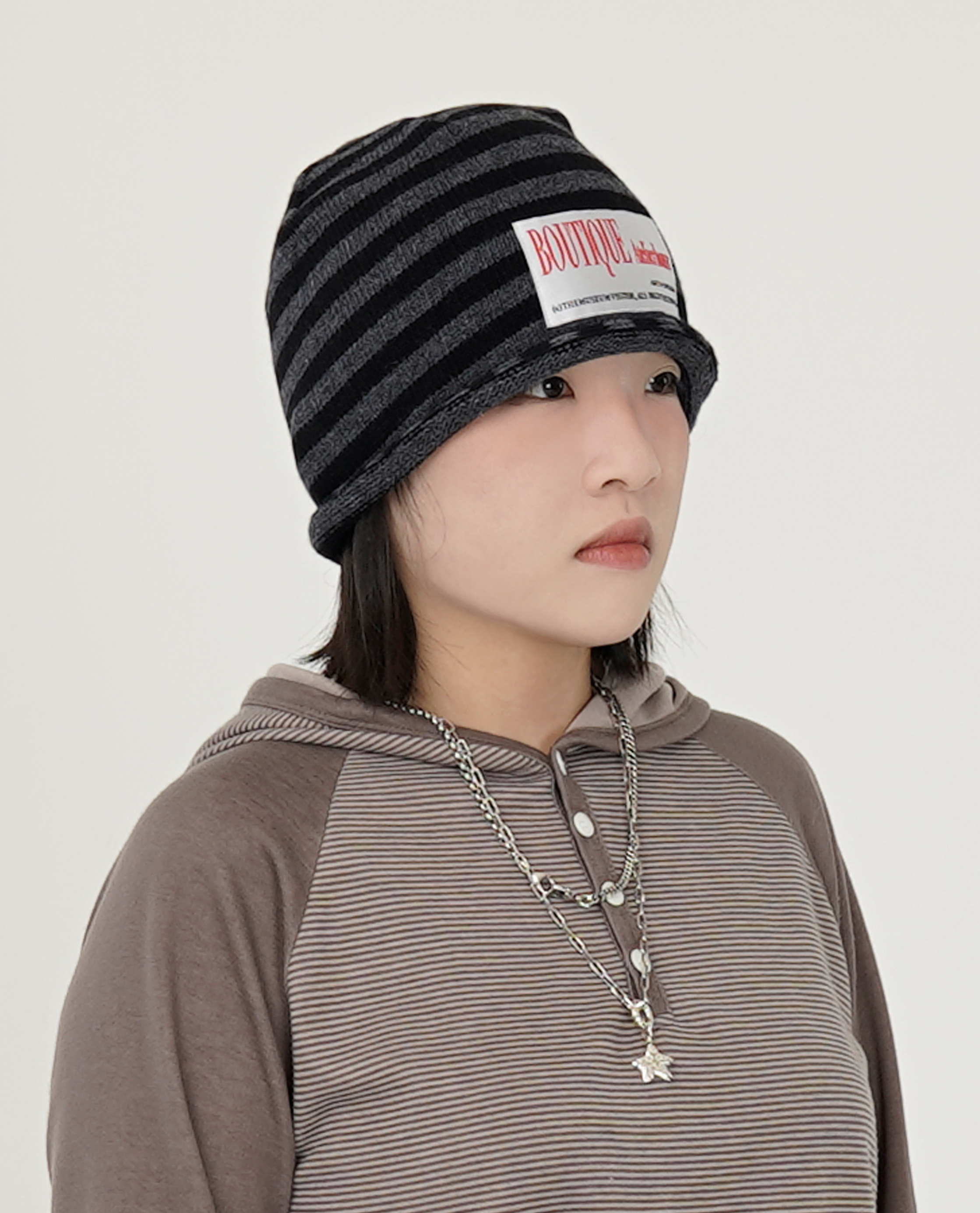 THE MUSEUM VISITOR STRIPE KNIT BEANIE - 25FW
