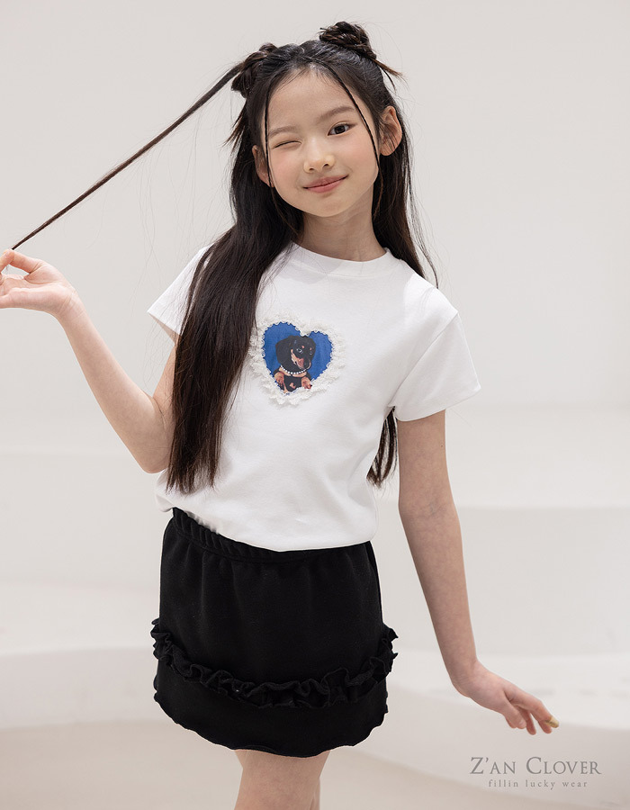 正韓春ZAN CLOVER 兩色奶油愛心狗狗上衣