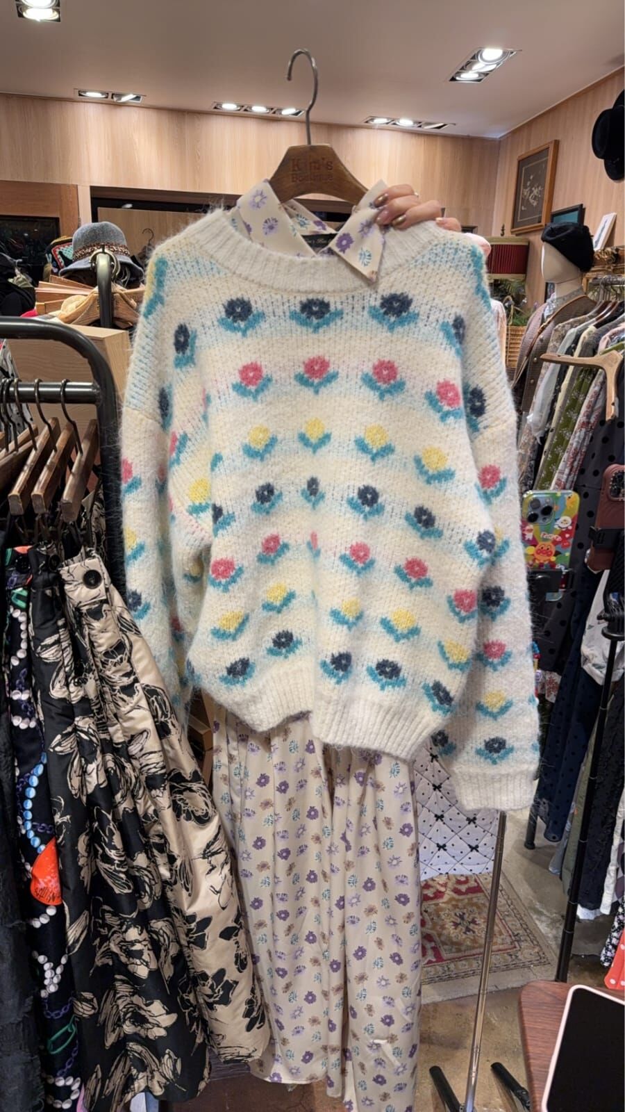 KM5435 小花針織衫