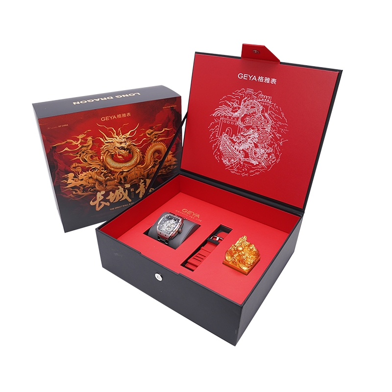 【GEYA格雅】長城龍系列 酒桶 晶鑽錶殼 鏤空 祥龍 夜光 機械 手錶 贈錶帶 G78175