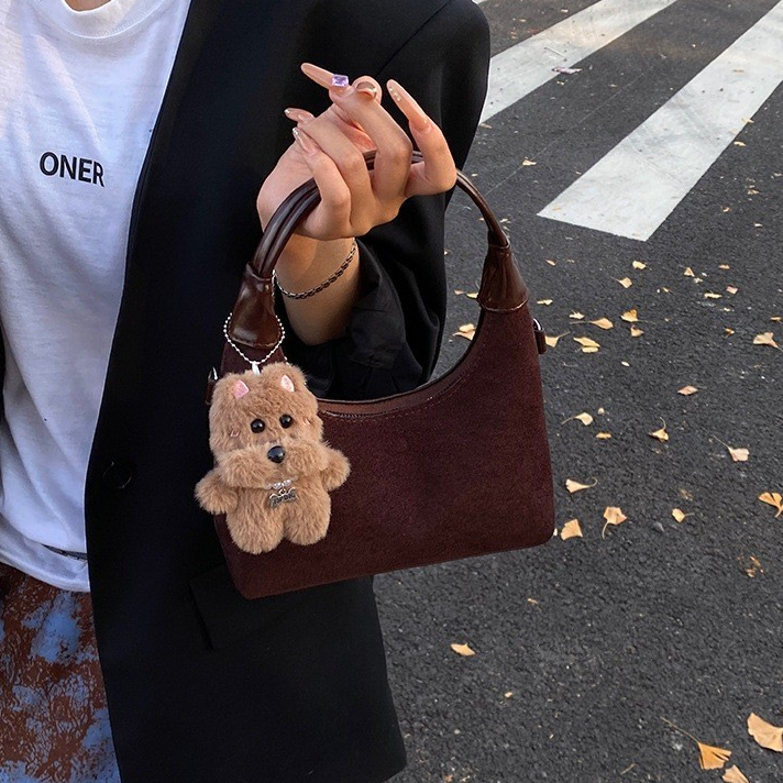 Suede-Like Shoulder & Crossbody Dumpling Bag