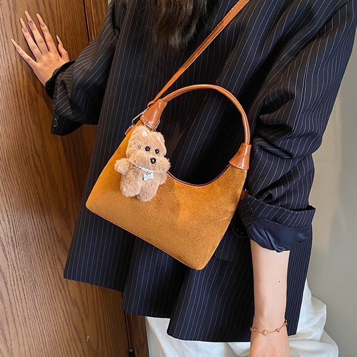 Suede-Like Shoulder & Crossbody Dumpling Bag