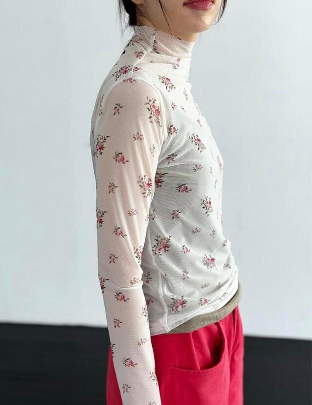 KM5443 田園花花企領透膚内搭