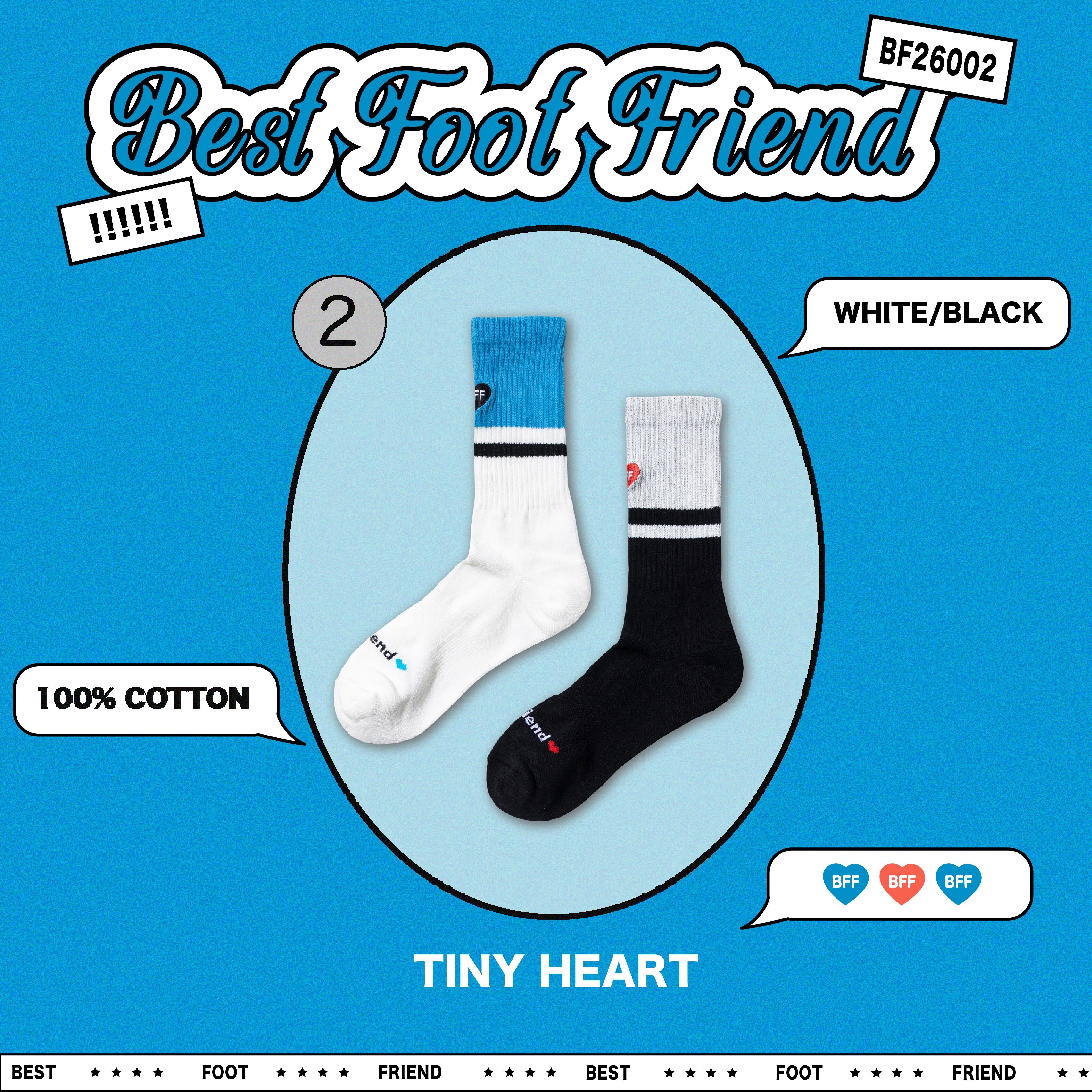 Best Foot Friend BFF Tiny Heart 愛心 刺繡 長襪 襪子 兩色
