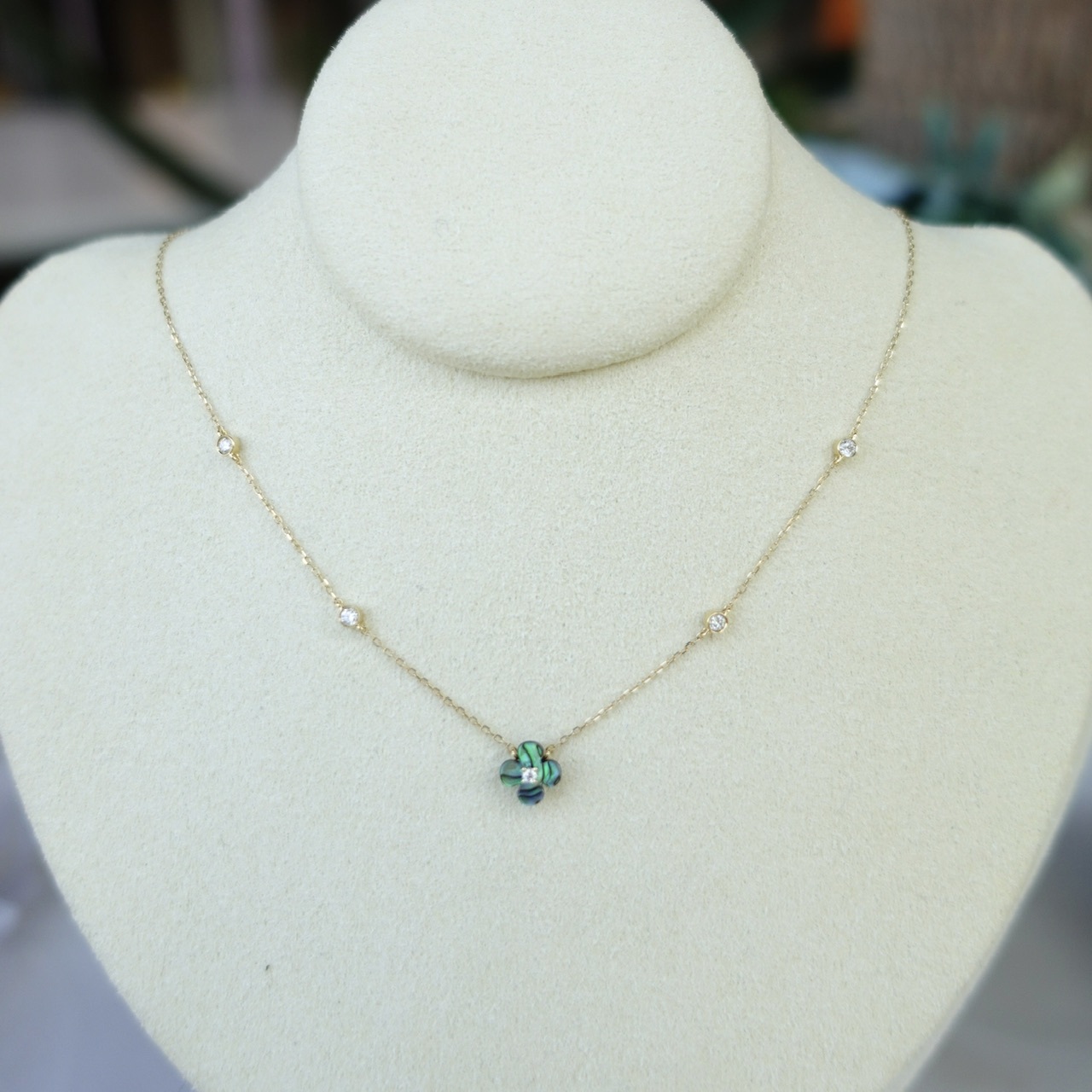 18K金夢幻鮑魚貝泡泡鑽石項鍊